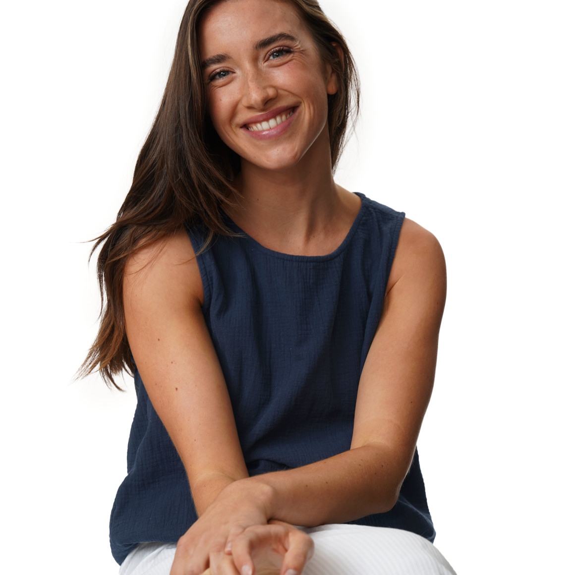 Damen Musselin-Blusentop in Uni