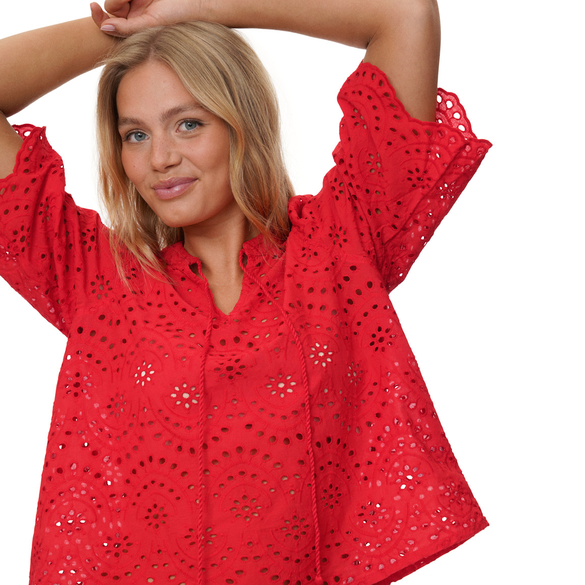 Damen Bluse mit Lochstickerei