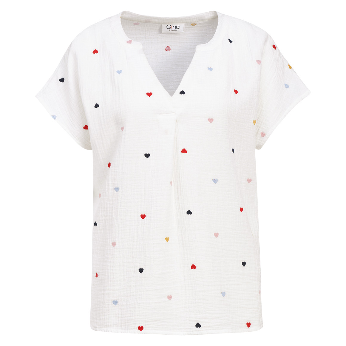 Damen Musselin-Bluse mit Herz-Stickerei