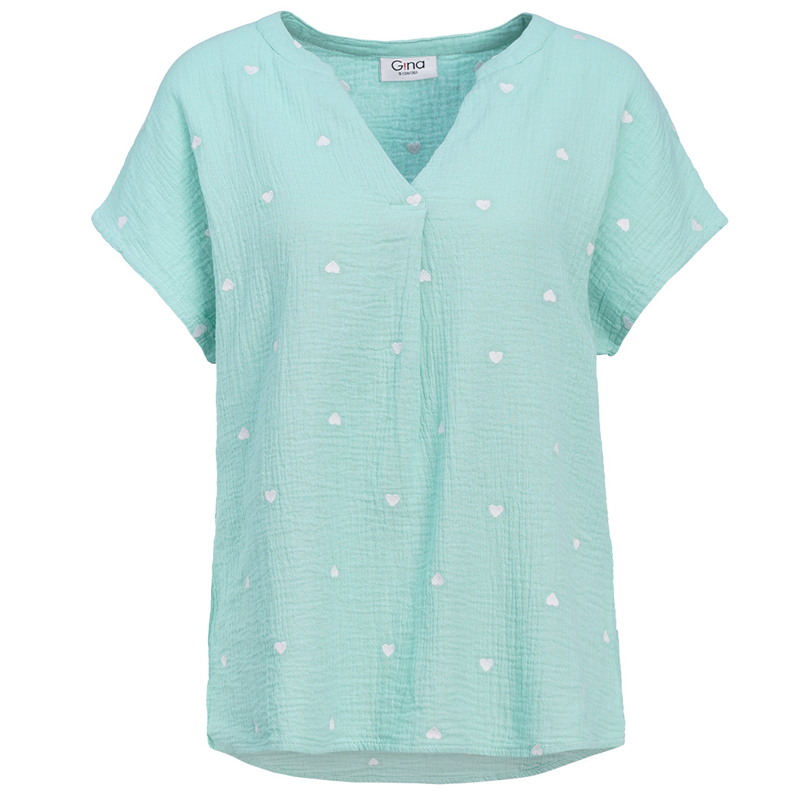 Damen Musselin-Bluse mit Herz-Stickerei