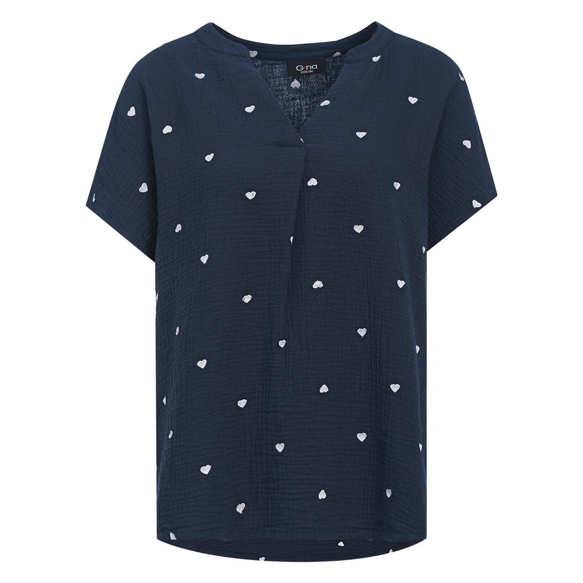 Damen Musselin-Bluse mit Herz-Stickerei