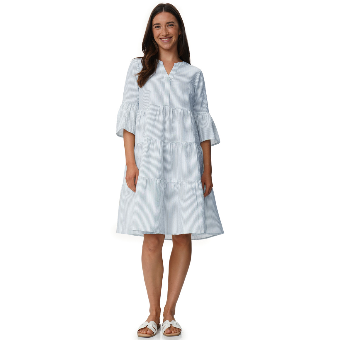 Damen Kleid in Seersucker-Struktur