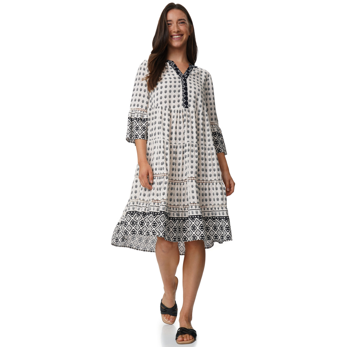 Damen Tunika-Kleid mit Allover-Muster