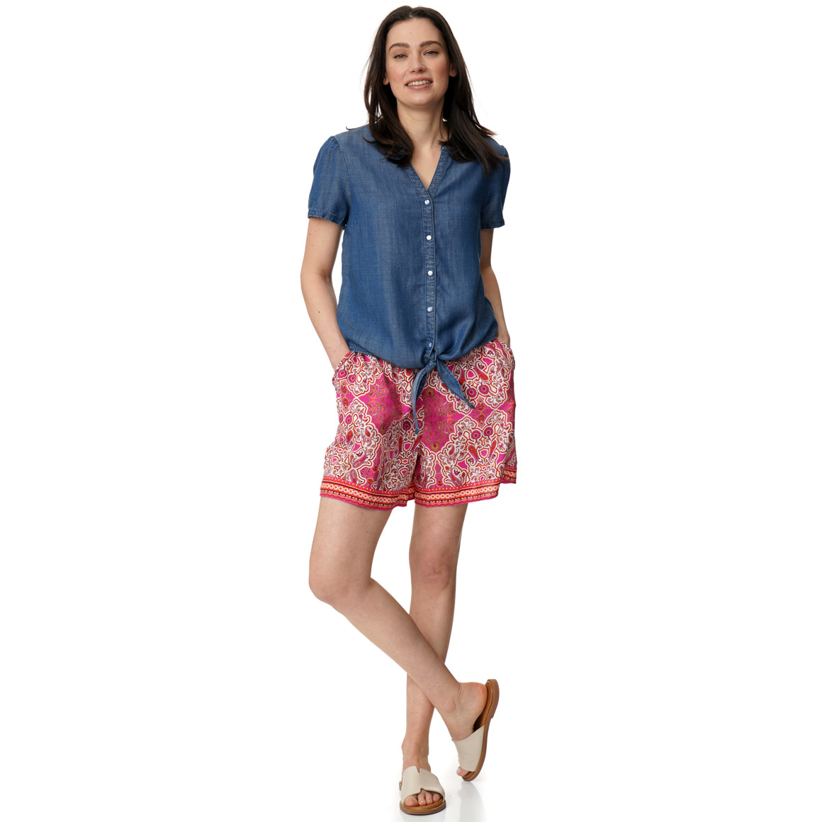 Damen Bluse in Denim-Optik