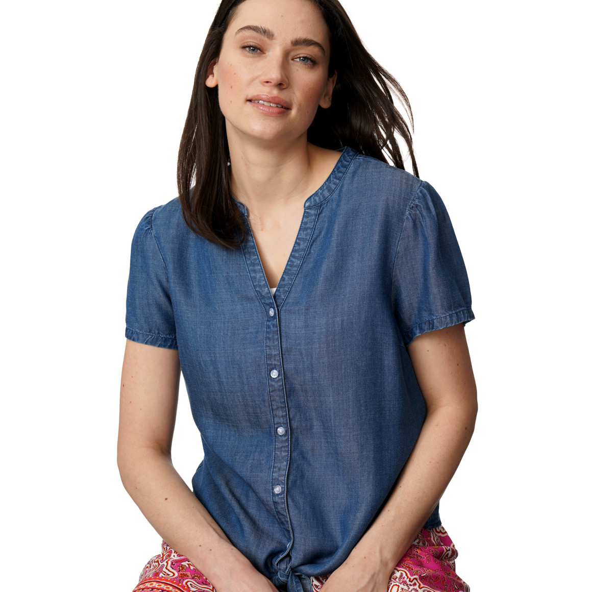Damen Bluse in Denim-Optik