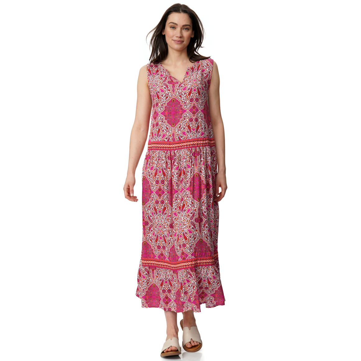 Dames maxi-jurk met all-over patroon