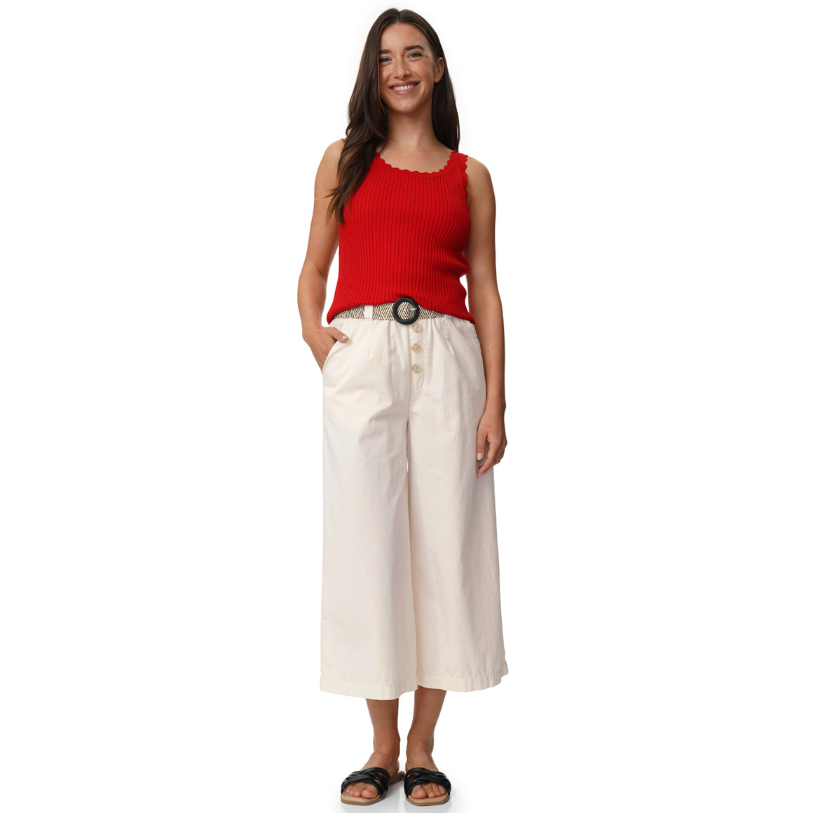 Damen 7/8 Hose mit Gürtel