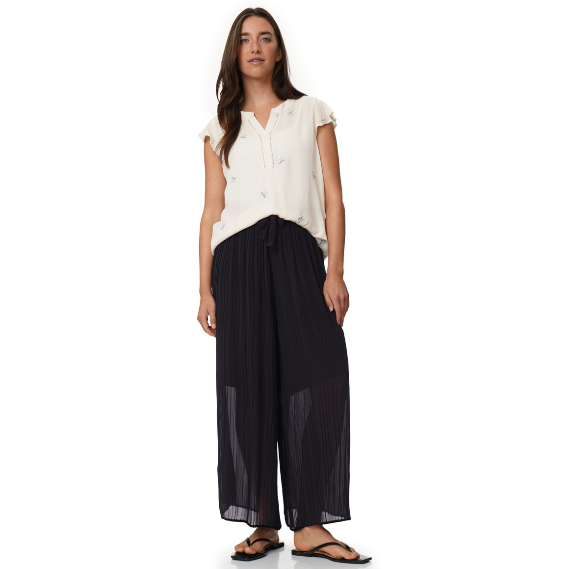 Damen Plissee-Hose mit weitem Bein