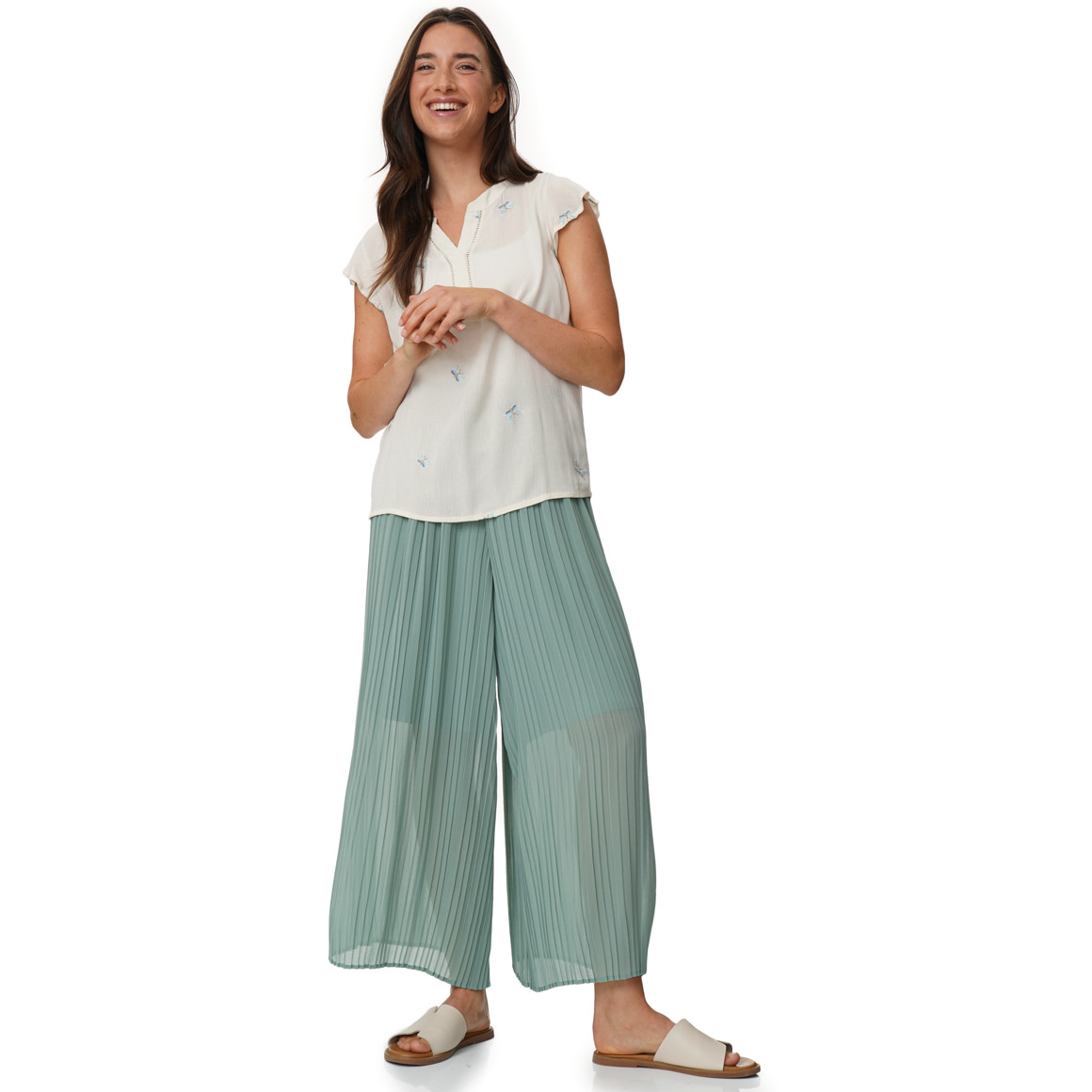 Damen Plissee-Hose mit weitem Bein