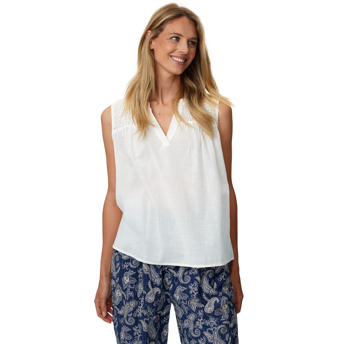 Damen Bluse mit Broderie Anglaise-Stickerei
