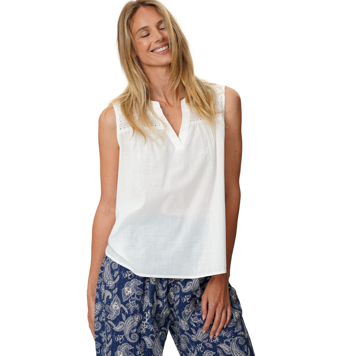 Damen Bluse mit Broderie Anglaise-Stickerei