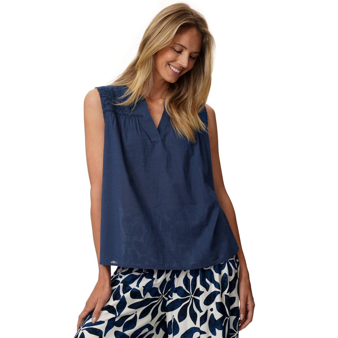 Damen Bluse mit Broderie Anglaise-Stickerei