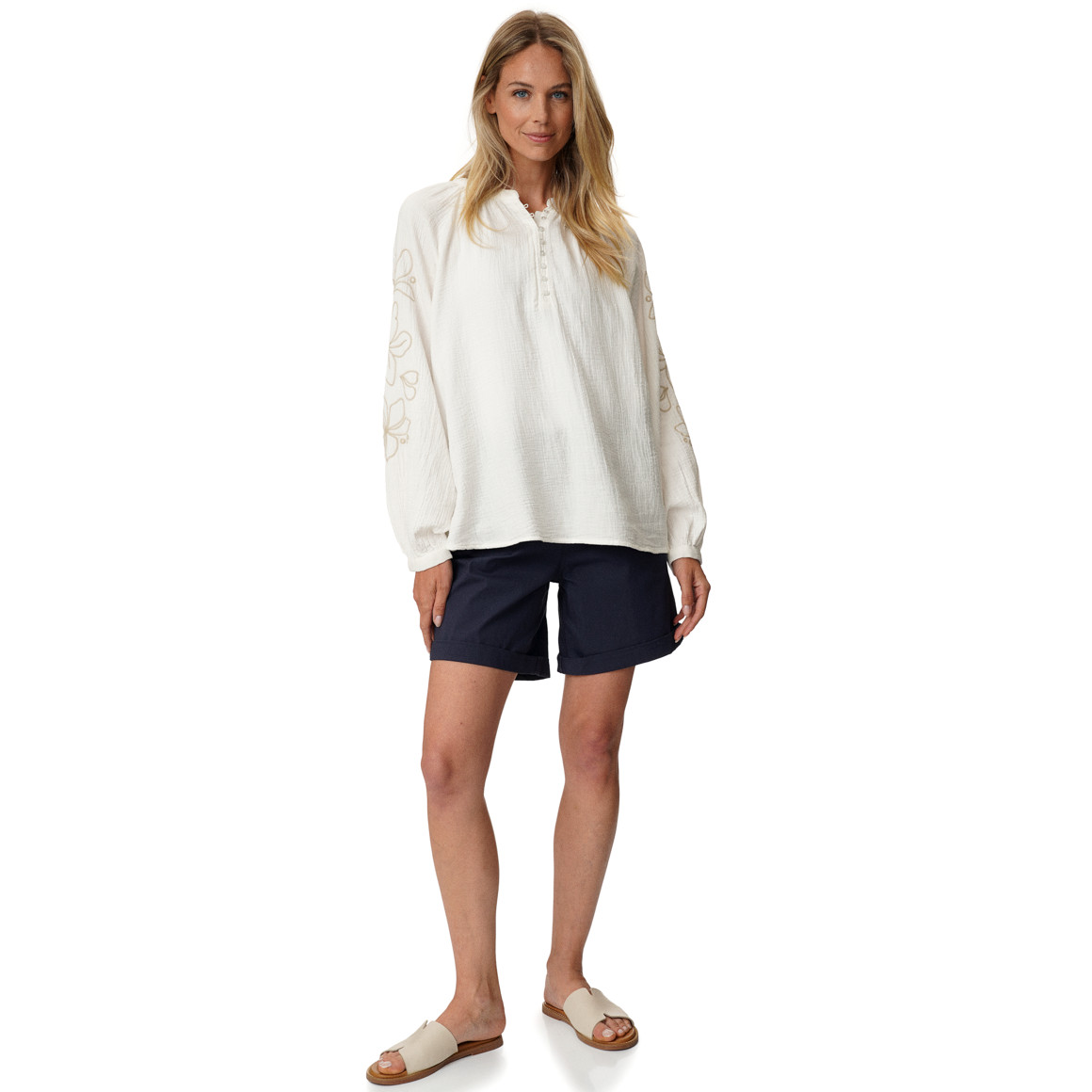 Damen Musselin-Bluse mit Stickerei