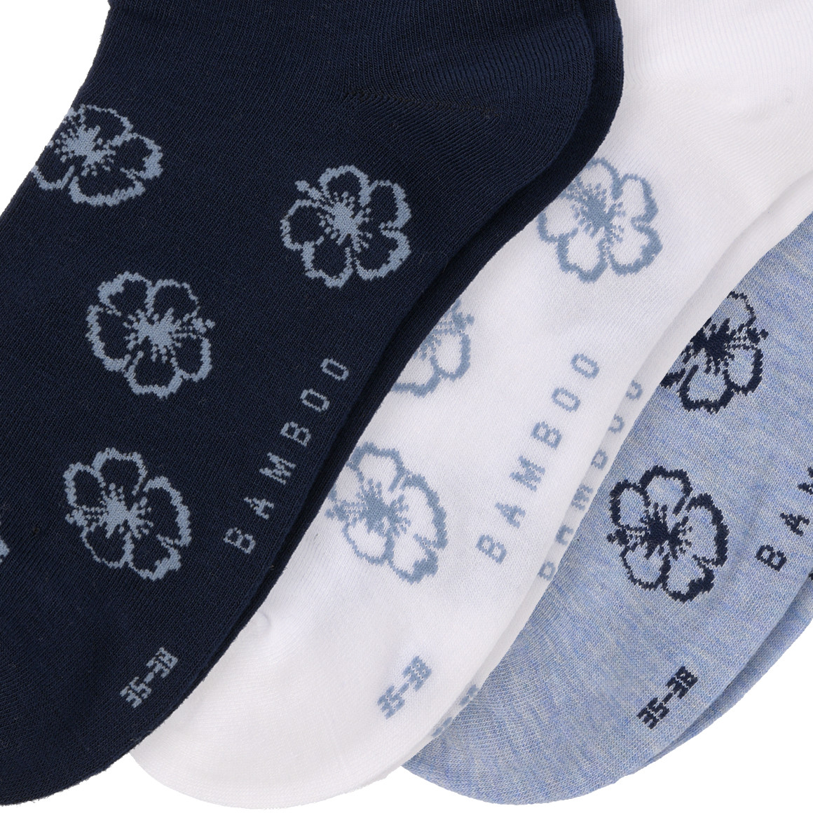 3 Paar Damen Sneaker-Socken mit Blumen
