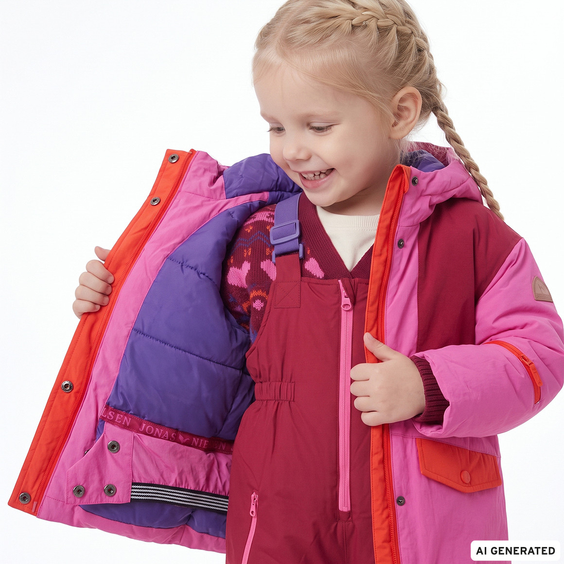 Mädchen Schneejacke mit Farbteilern