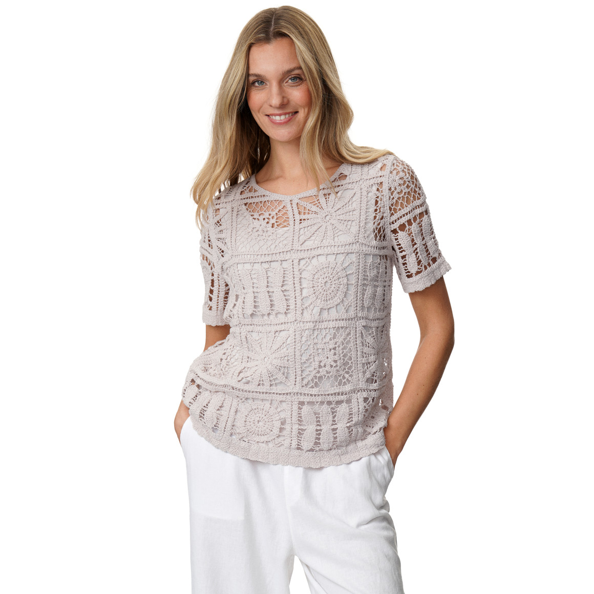 Damen T-Shirt aus Häkelspitze