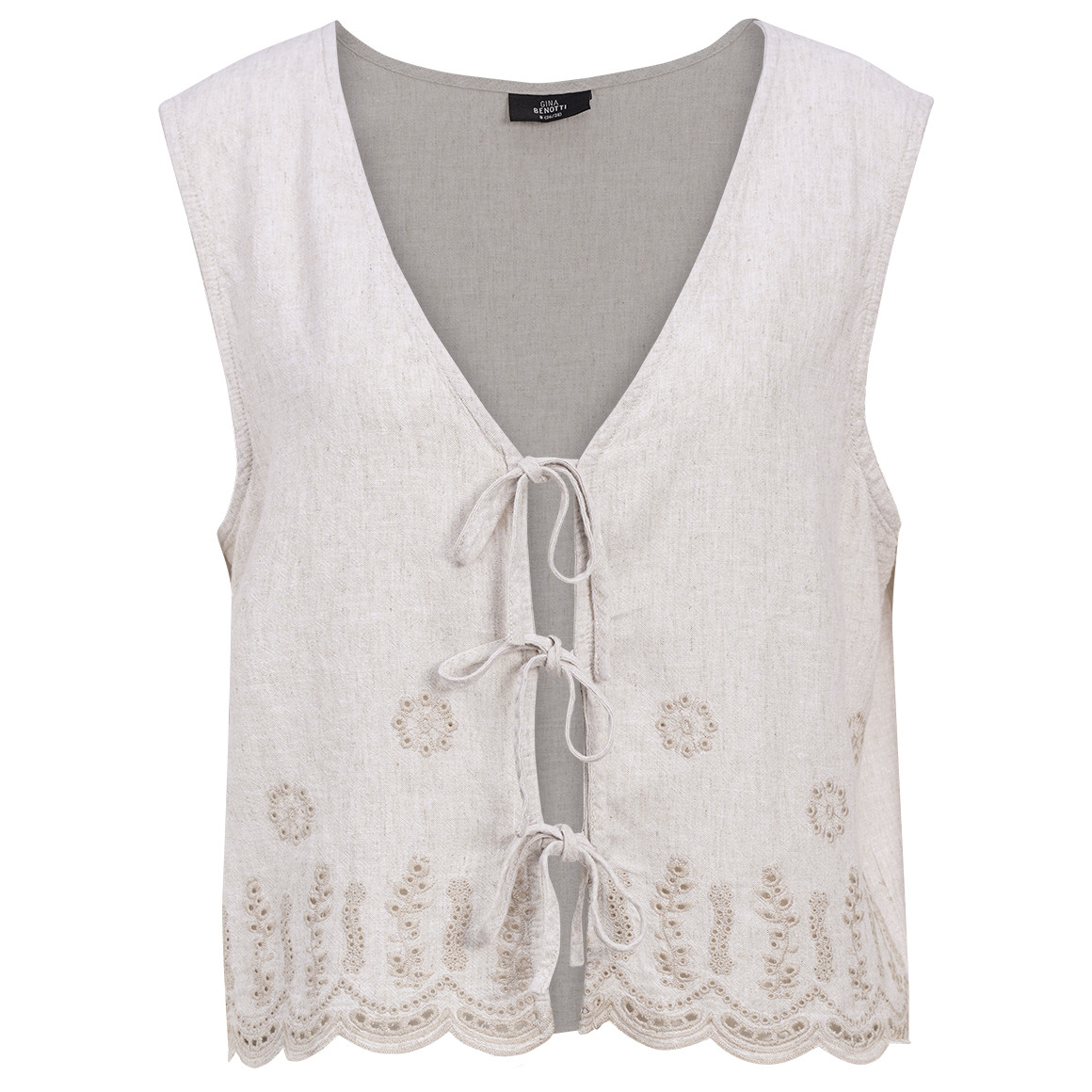 Damen Leinen-Weste mit Bindebändern
