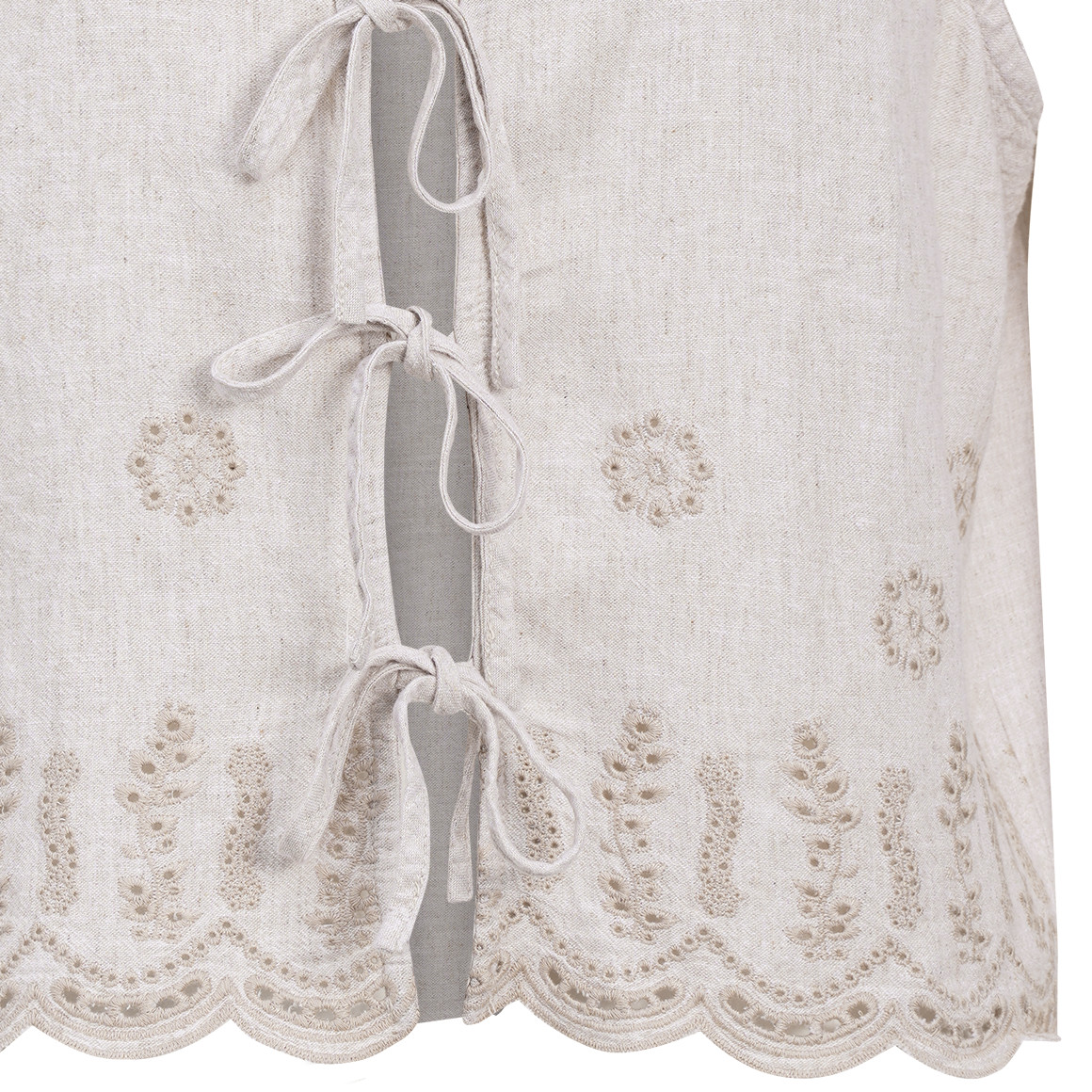 Damen Leinen-Weste mit Bindebändern