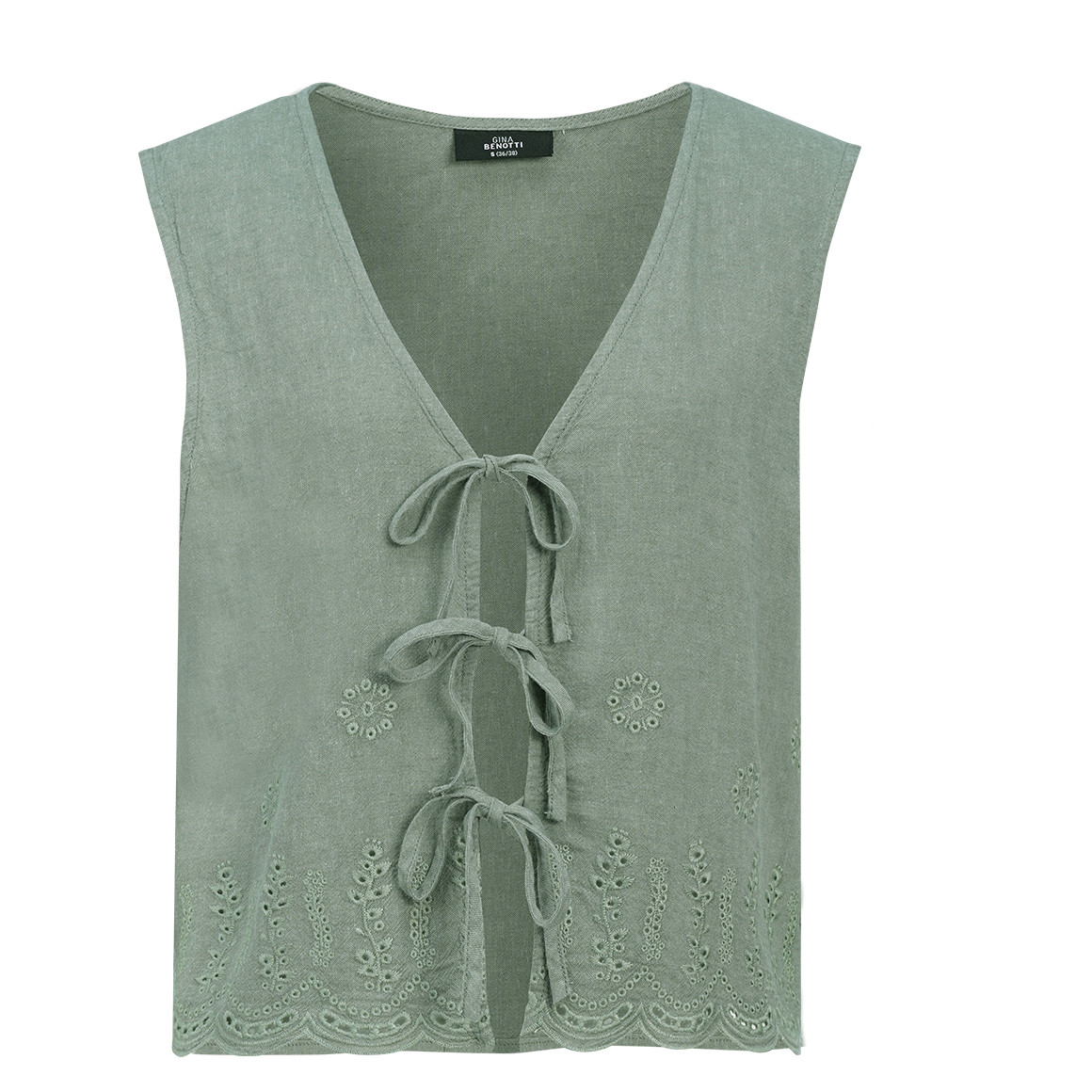 Damen Leinen-Weste mit Bindebändern