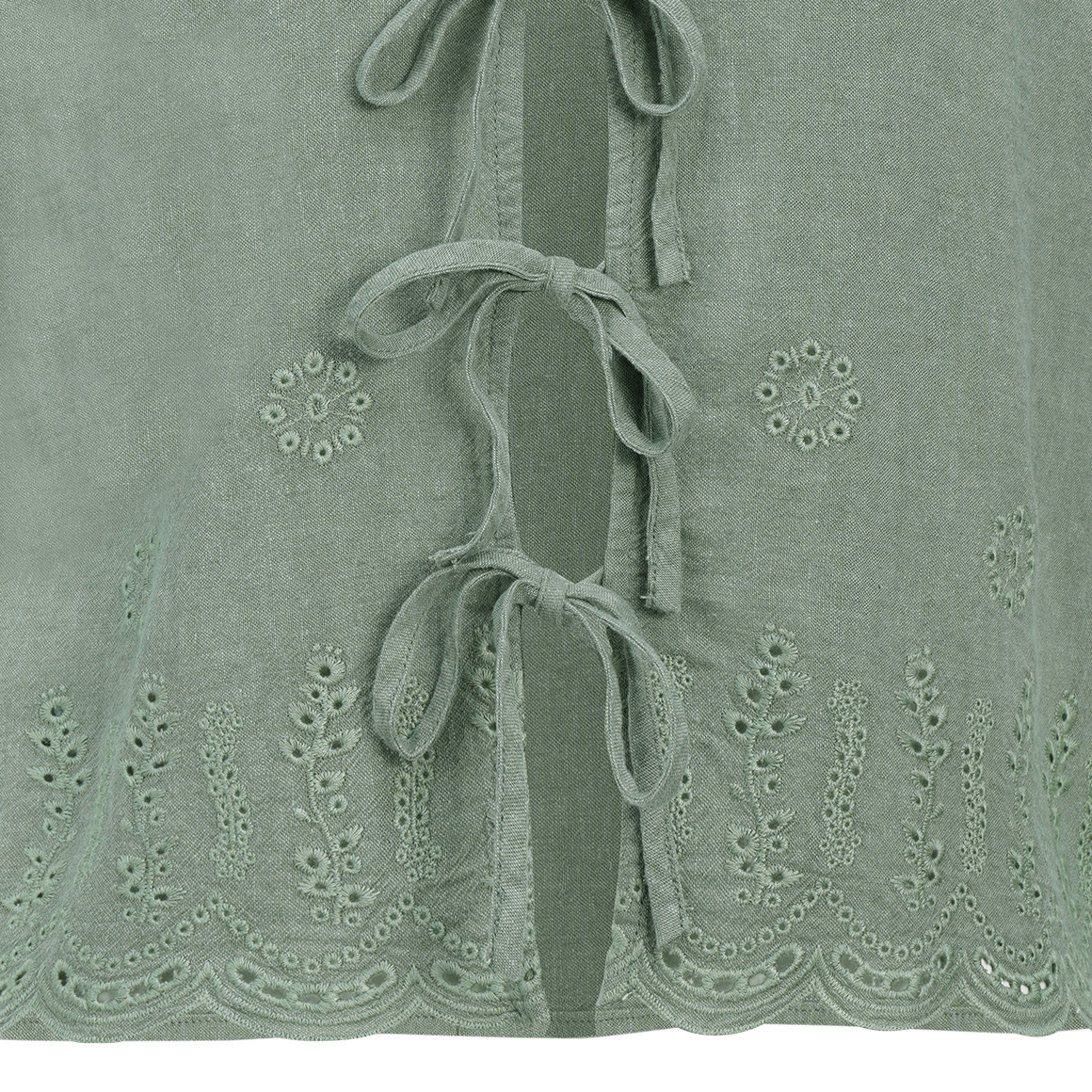 Damen Leinen-Weste mit Bindebändern