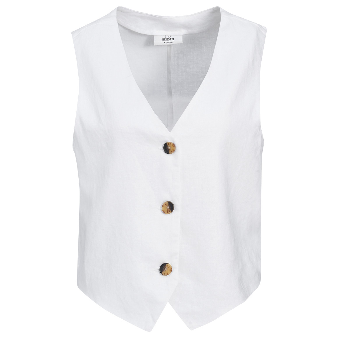 Damen Leinen-Weste mit Knopfleiste