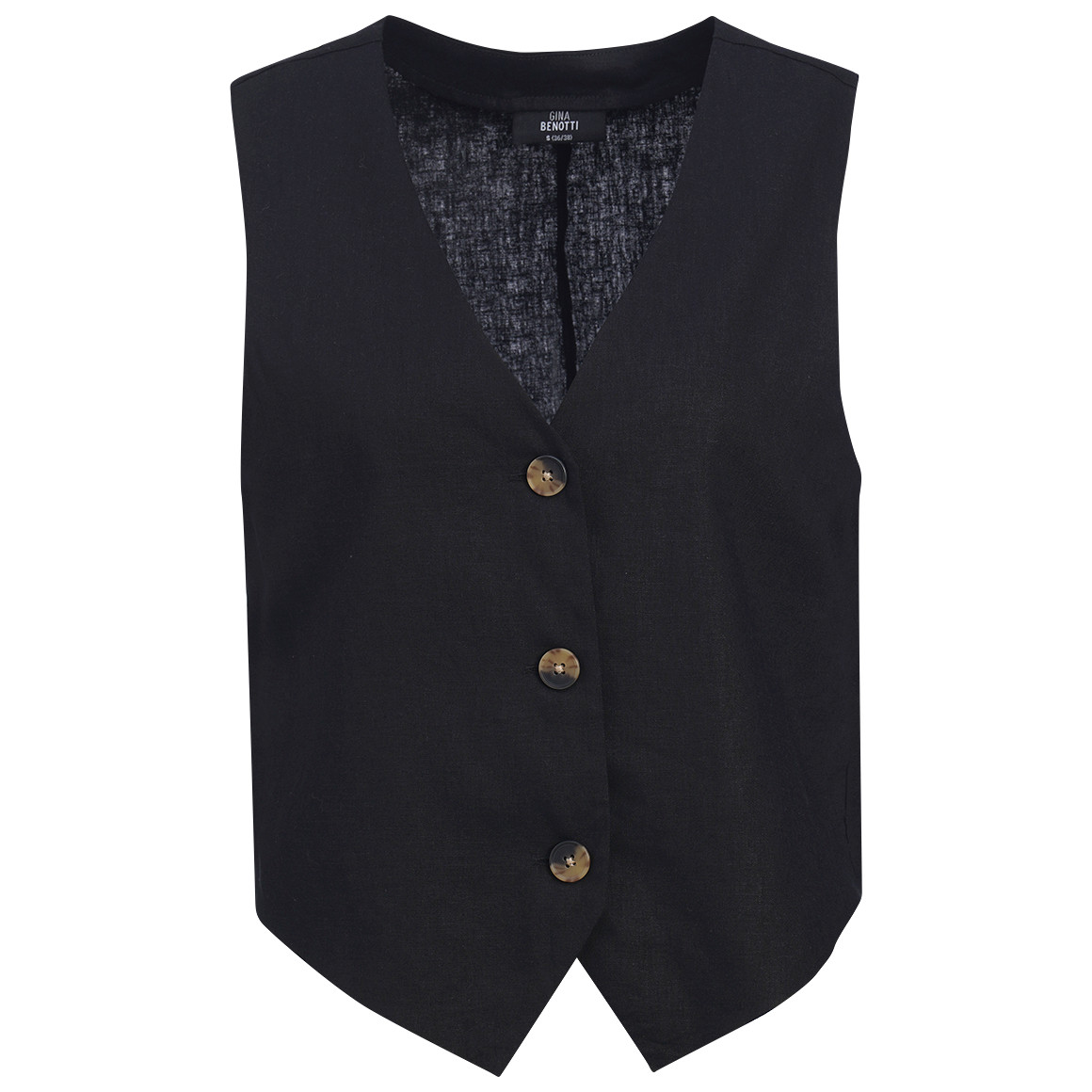 Damen Leinen-Weste mit Knopfleiste