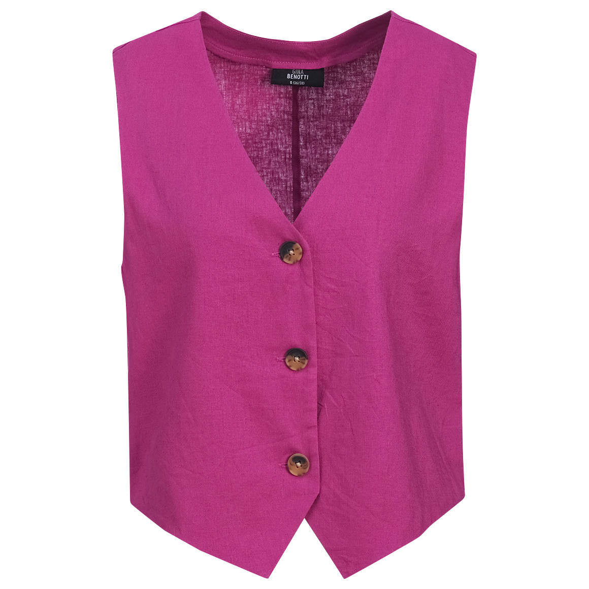 Damen Leinen-Weste mit Knopfleiste