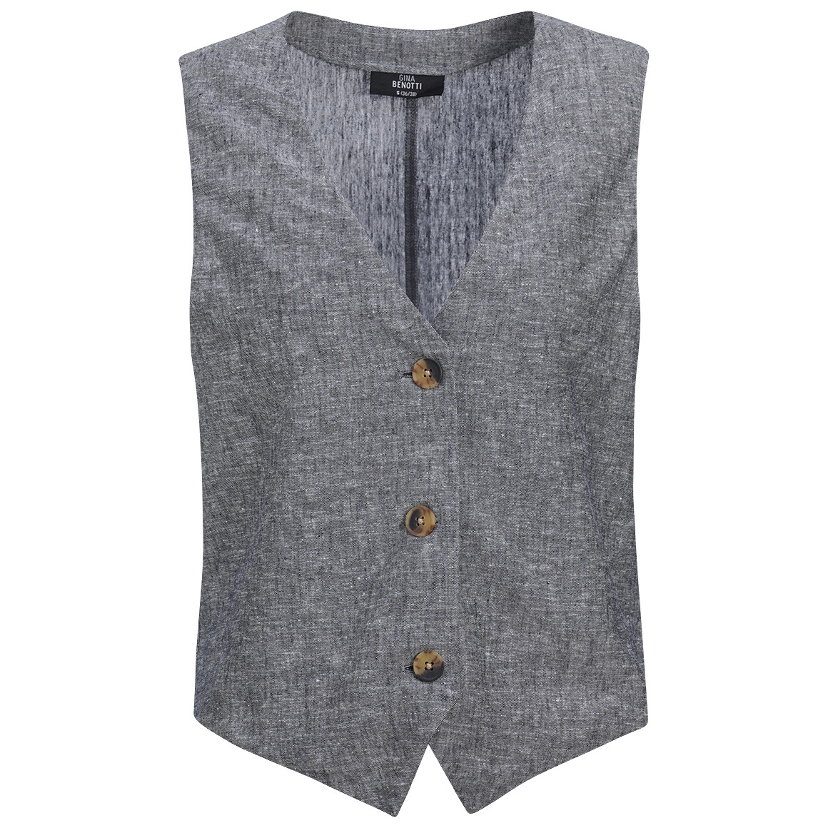 Damen Leinen-Weste mit Knopfleiste