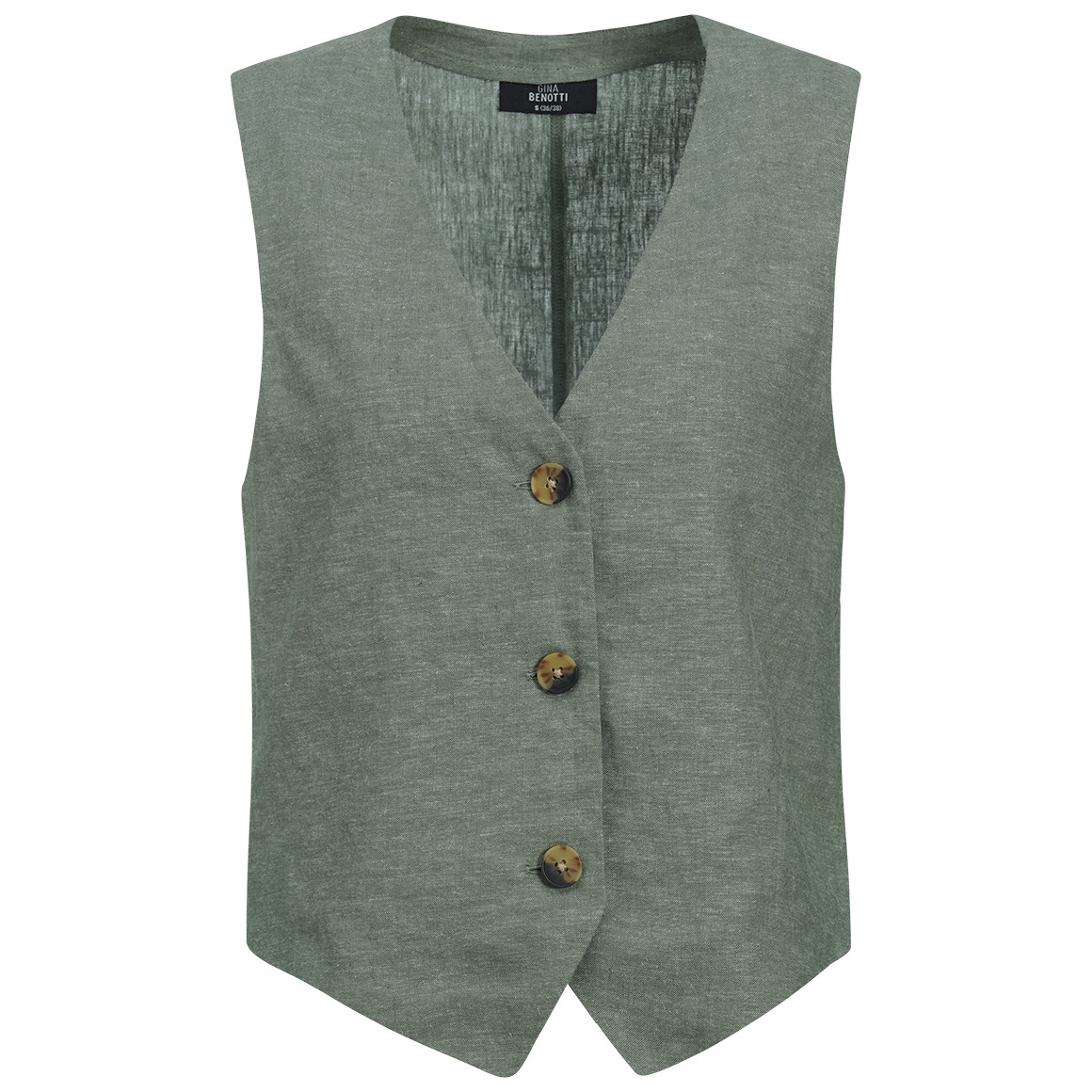 Damen Leinen-Weste mit Knopfleiste