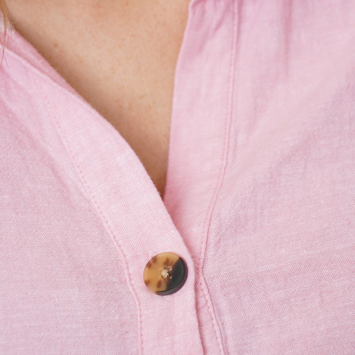 Damen Leinen-Bluse mit Spitze