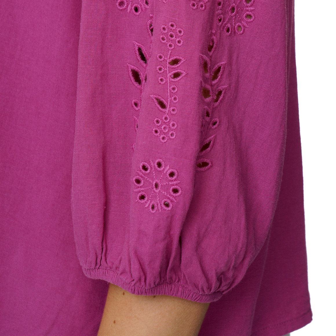 Damen Leinen-Bluse mit Spitze