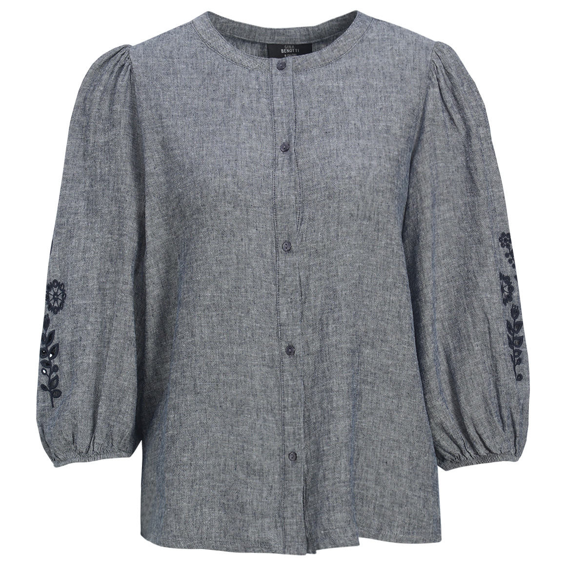 Damen Leinen-Bluse mit Spitze