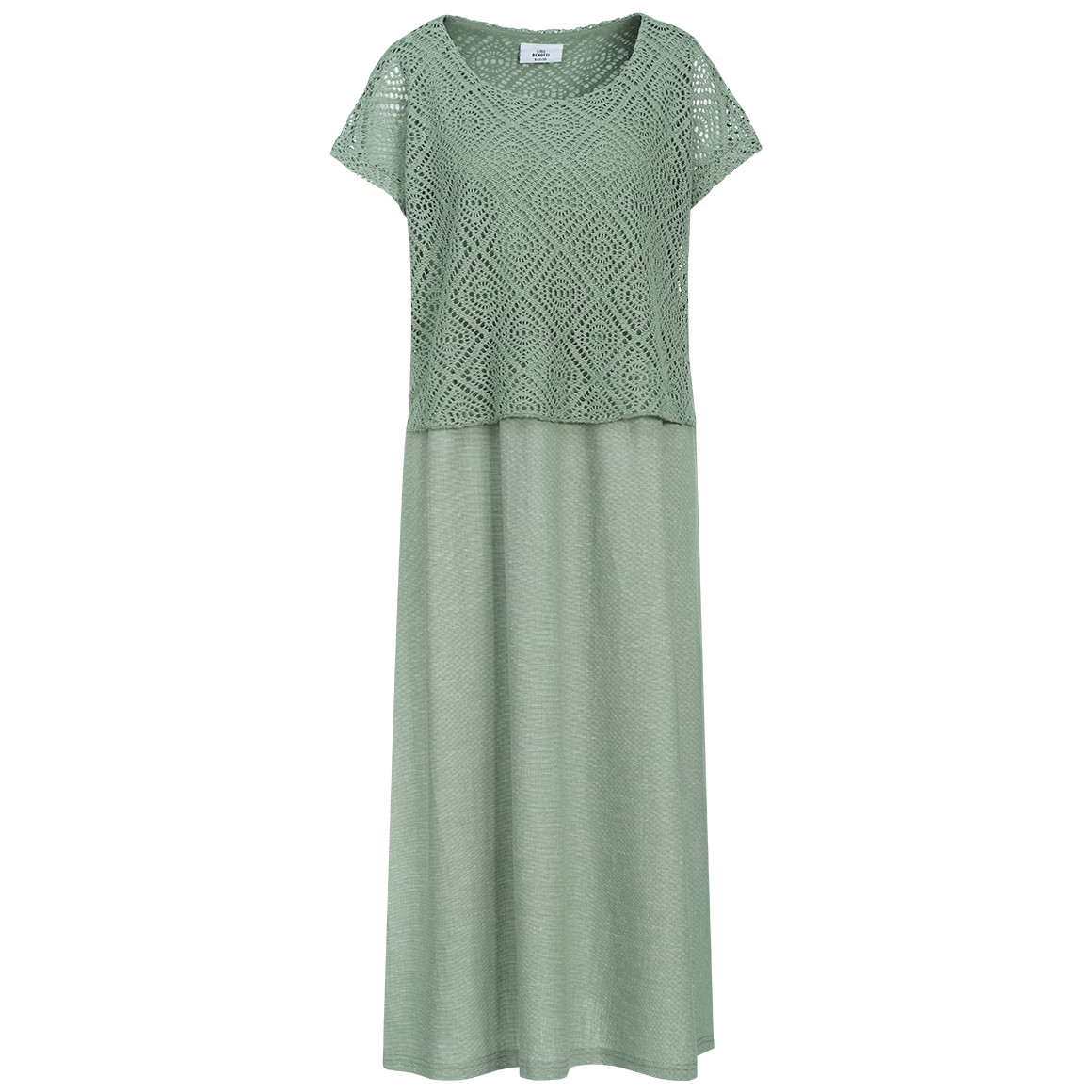 Damen Leinen-Kleid mit Häkeloberteil