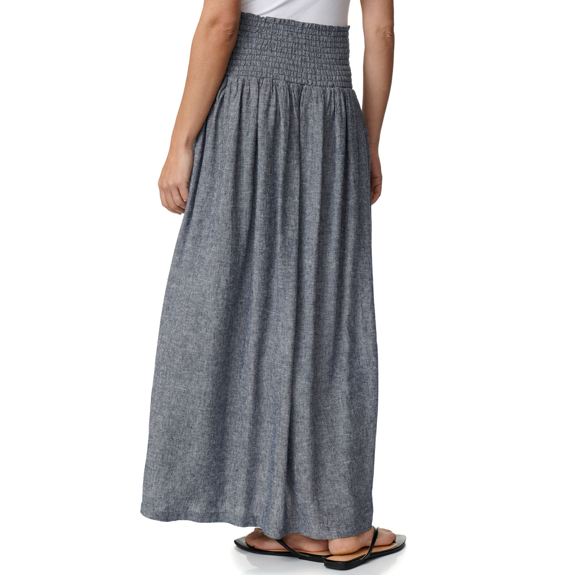 Damen Leinen-Rock mit Smokbund