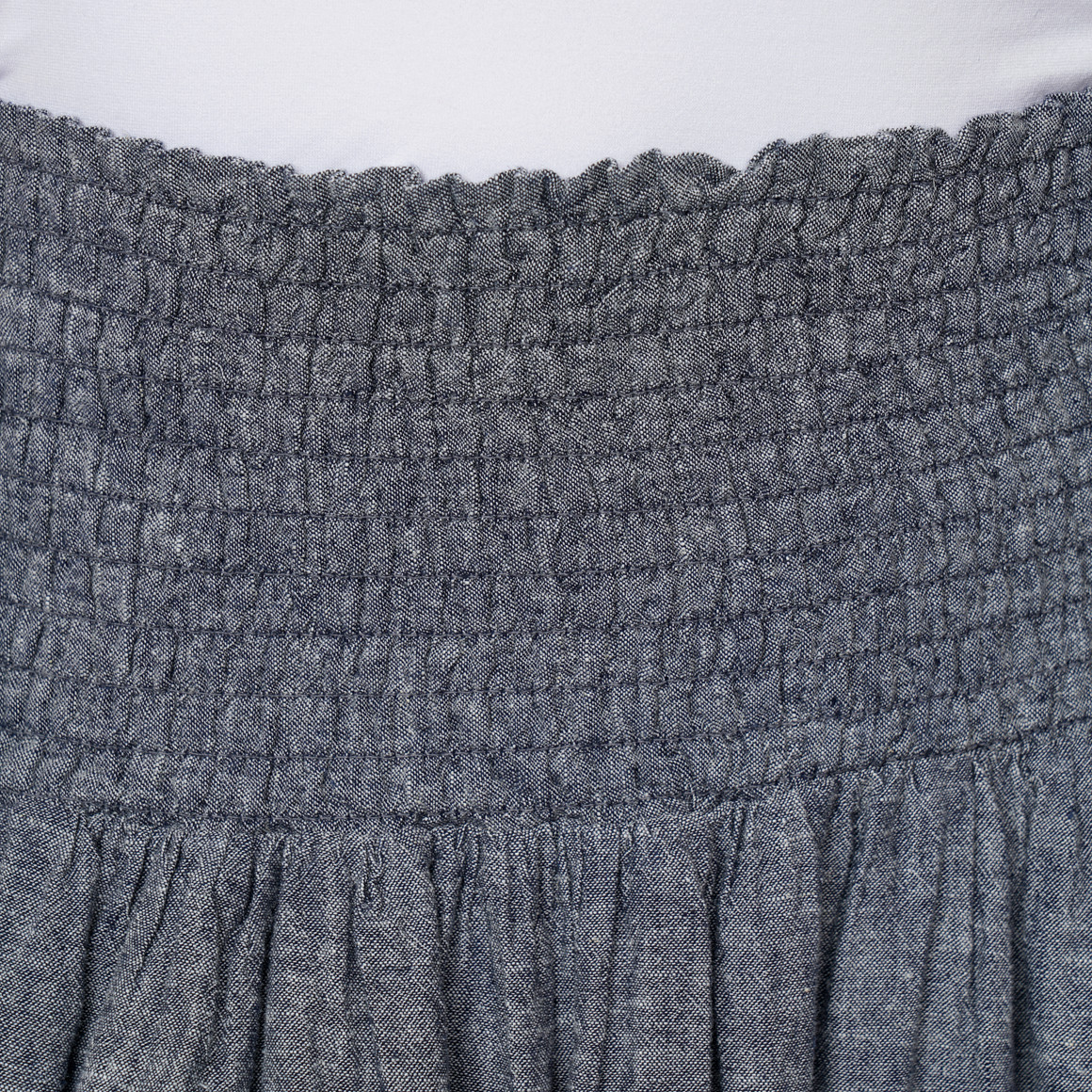 Damen Leinen-Rock mit Smokbund