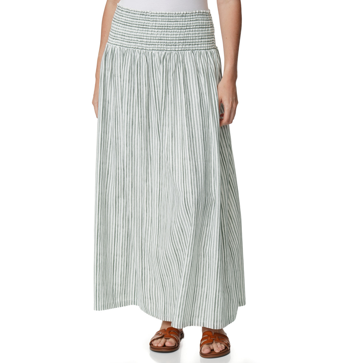 Damen Leinen-Rock mit Smokbund