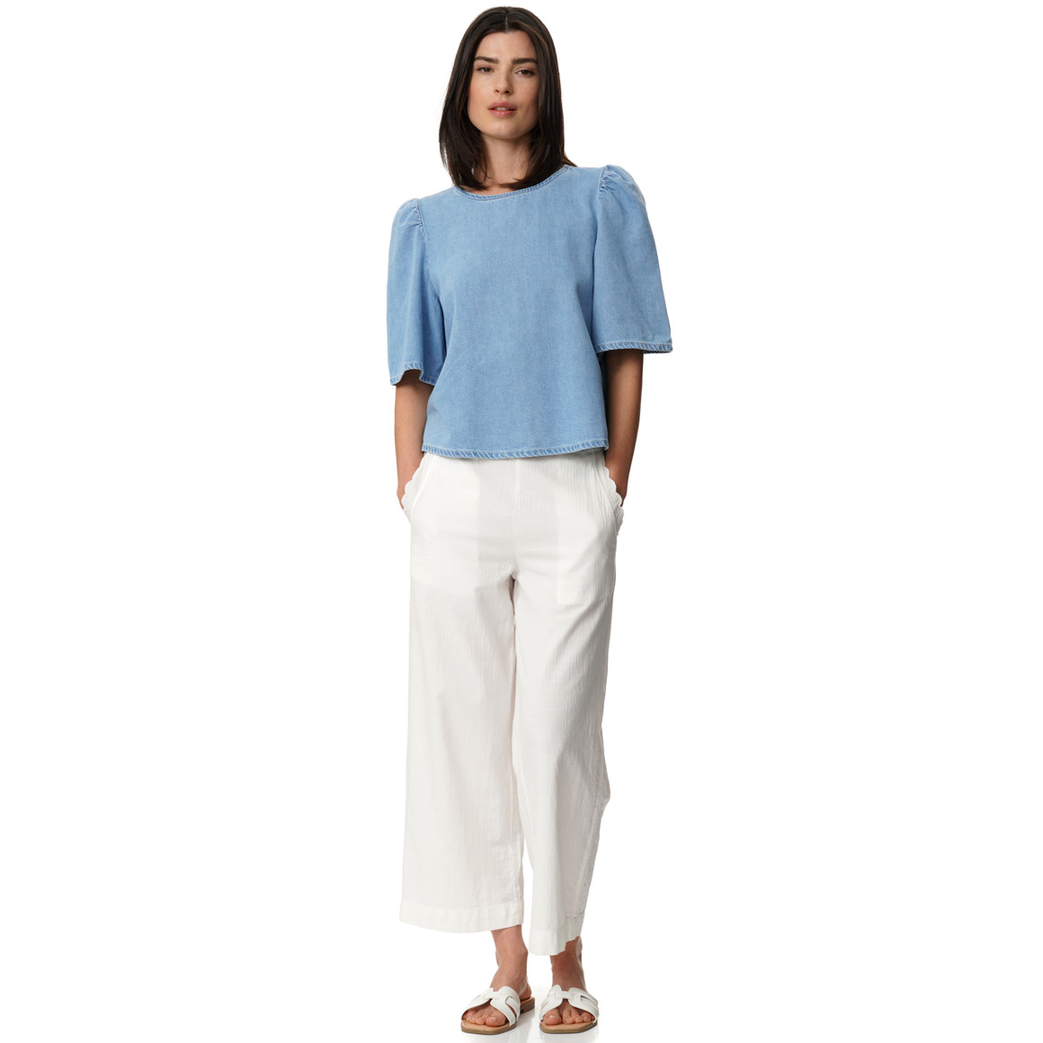 Damen Bluse in Denim-Optik