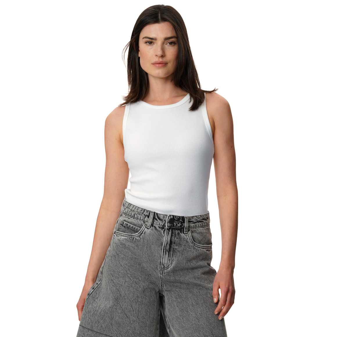 Damen Top mit Rippstruktur