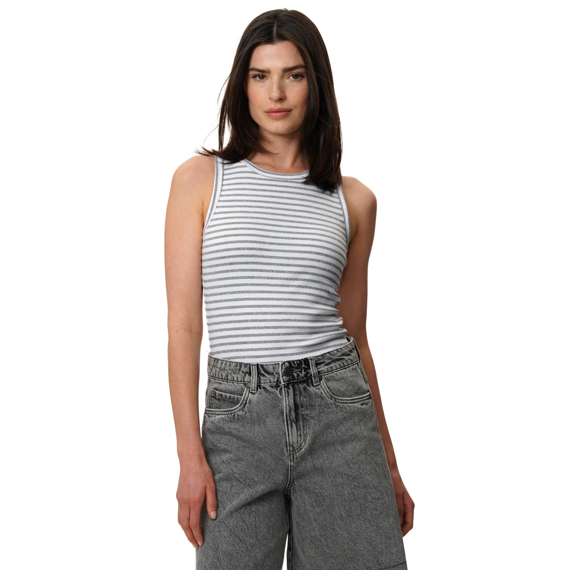 Damen Top mit Rippstruktur