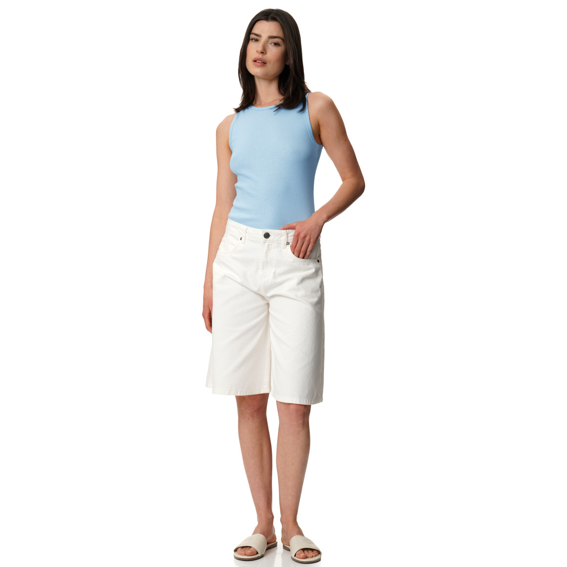 Damen Top mit Rippstruktur