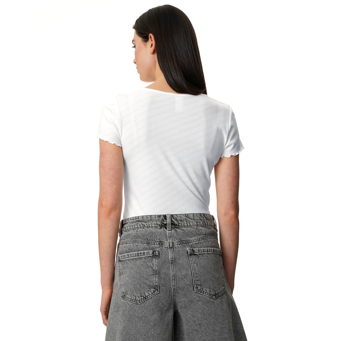 Damen T-Shirt mit Ringelsaum