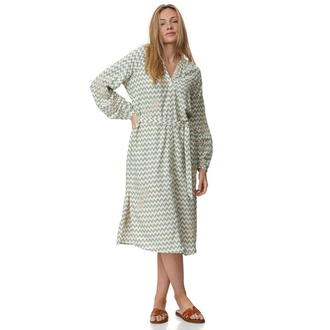 Damen Midikleid mit Zick-Zack-Muster