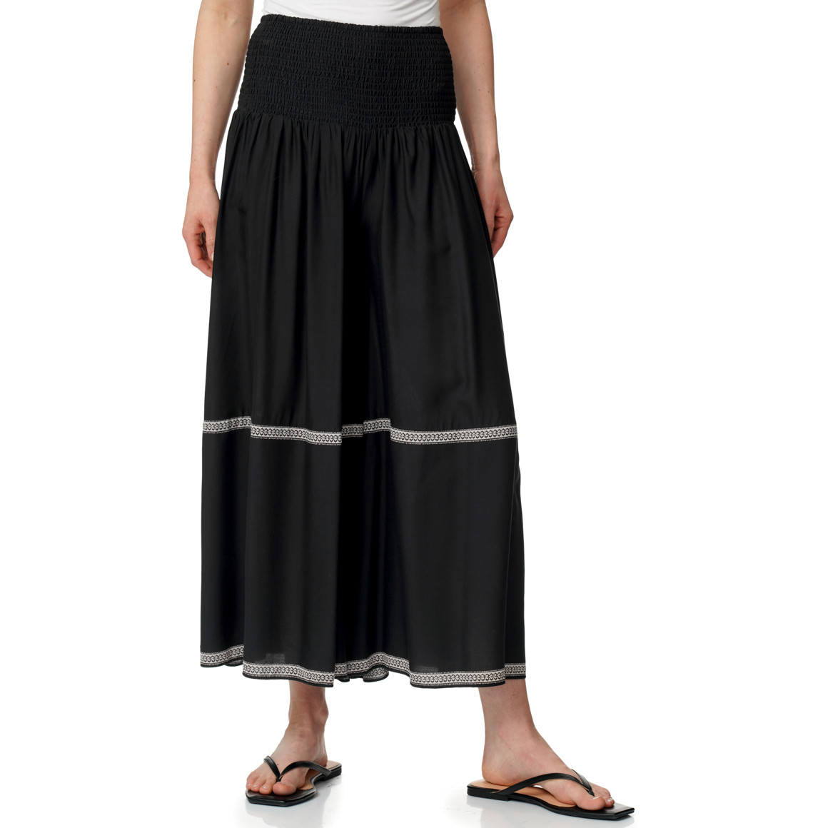 Damen Wide-Leg-Hose mit Smkokbund