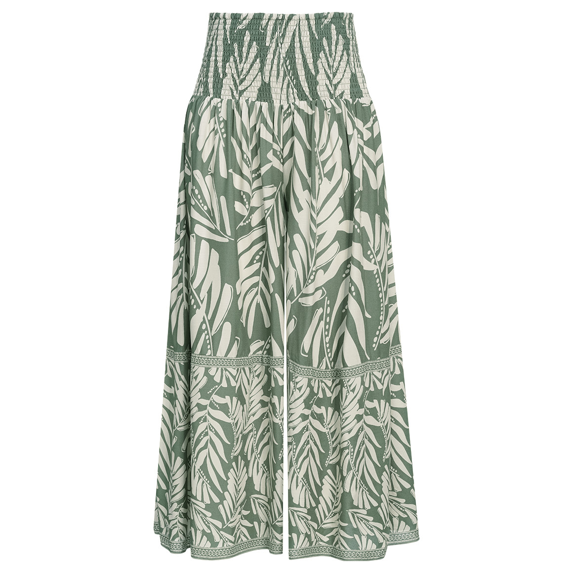 Damen Wide-Leg-Hose mit Smkokbund