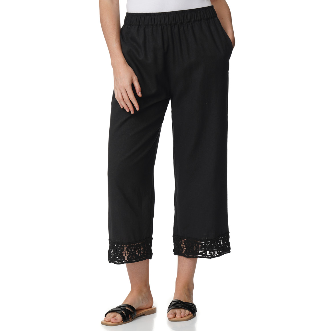 Damen Leinen-Culotte mit Elastikbund