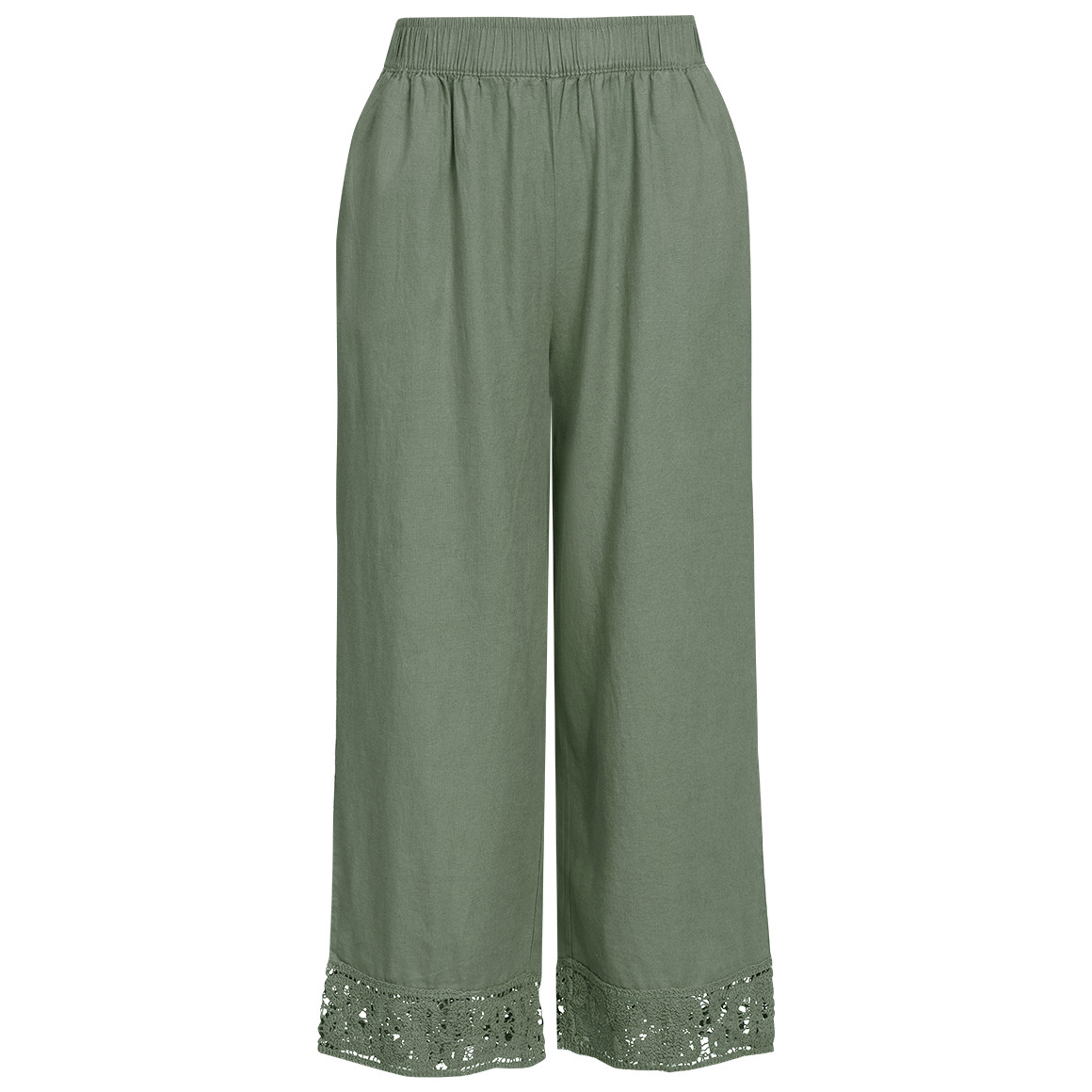 Damen Leinen-Culotte mit Elastikbund