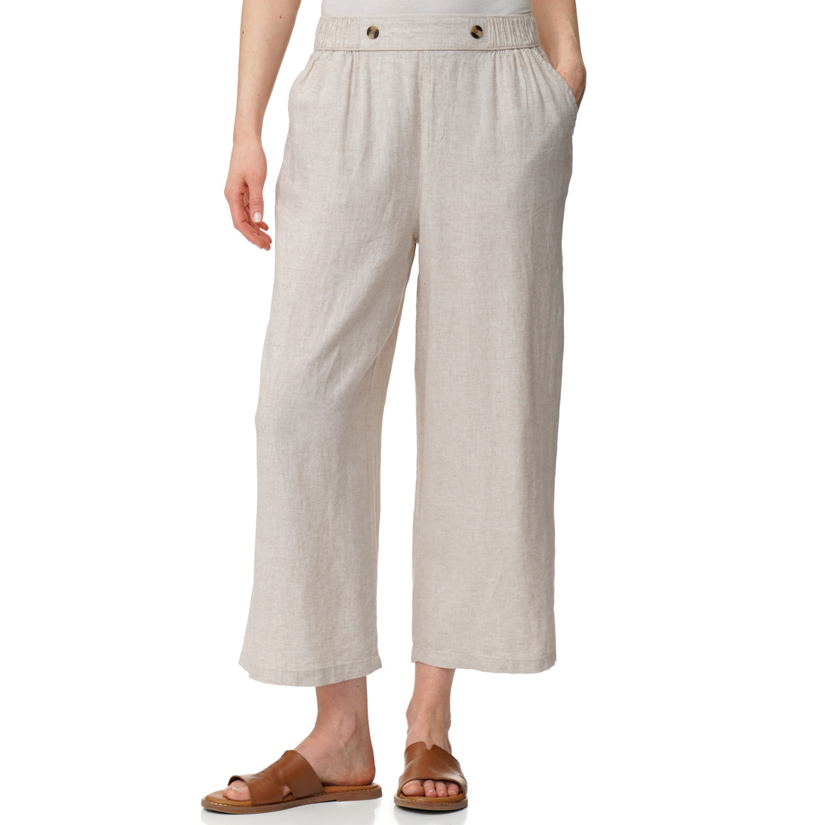 Damen Leinen-Culotte mit Elastikbund