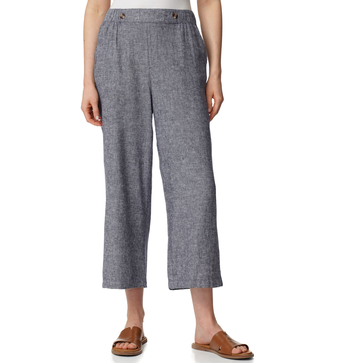 Damen Leinen-Culotte mit Elastikbund