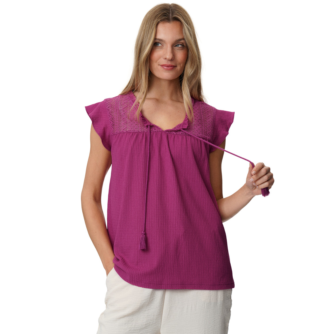 Damen Blusenshirt aus strukturiertem Material