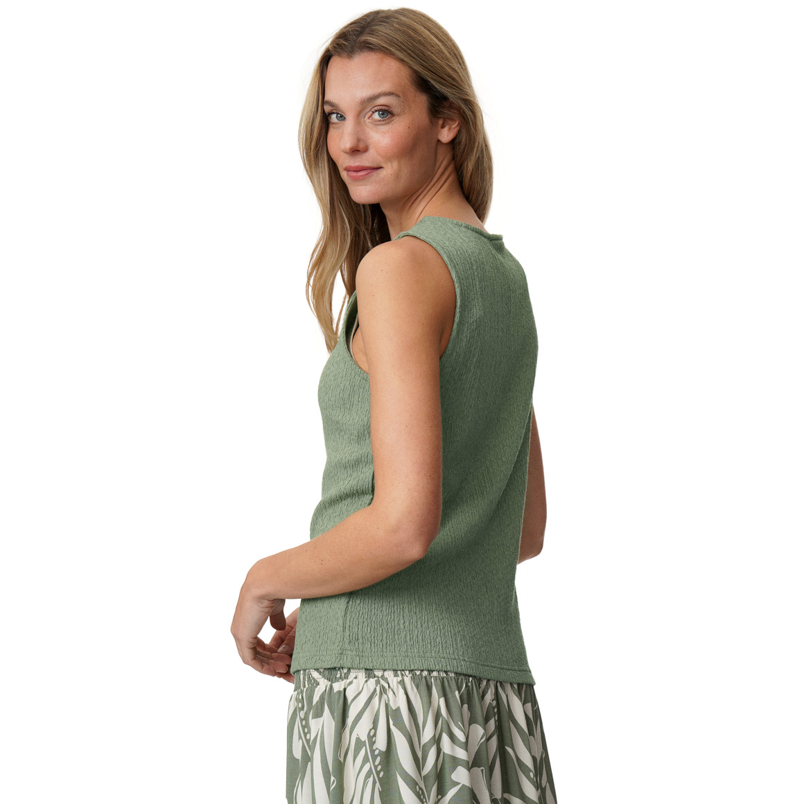 Damen Top in Crepp-Optik